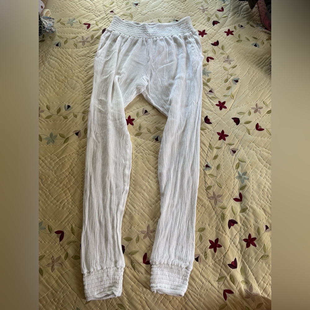 Elan White Crinkle Swim Coverup Pants